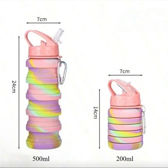 Collapsible Pink Tie Dye Waterbottle NEW - Picture 1 of 2